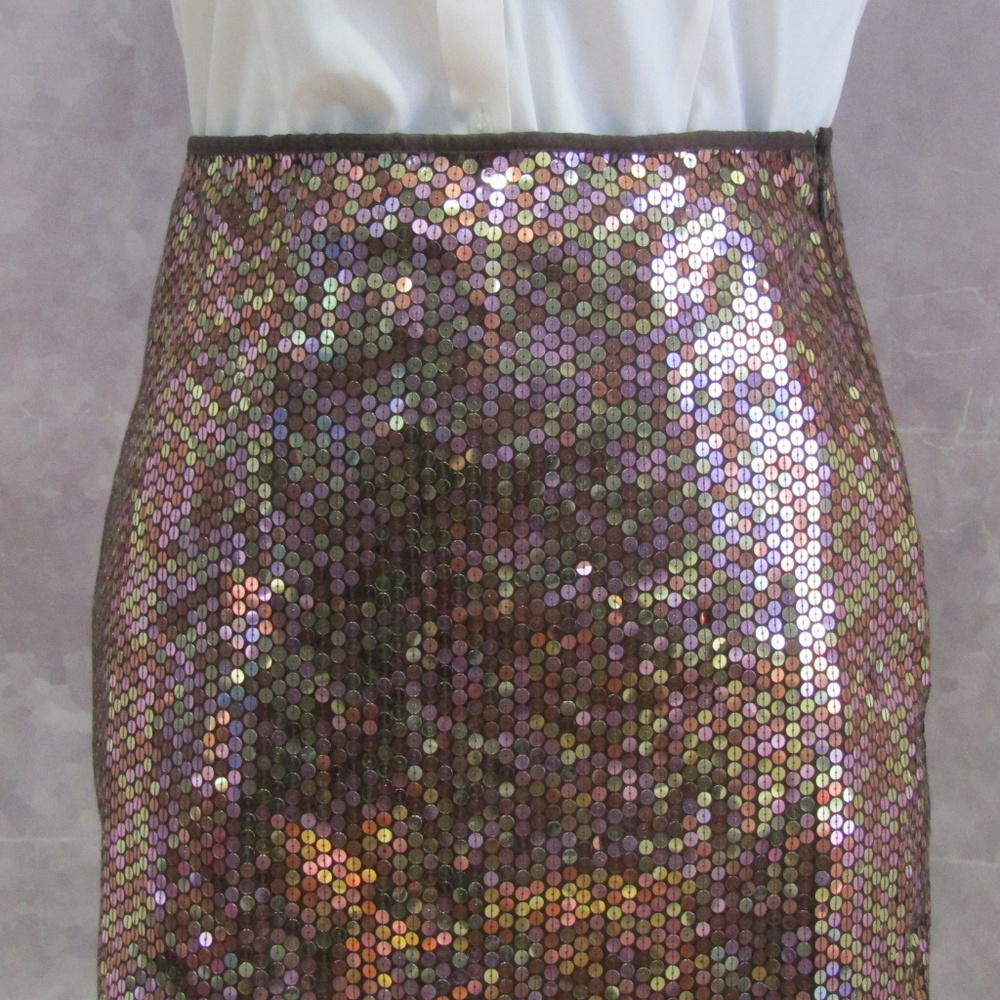 Express Multi Color Sequins Mini Skirt Size 3/4 - image 2